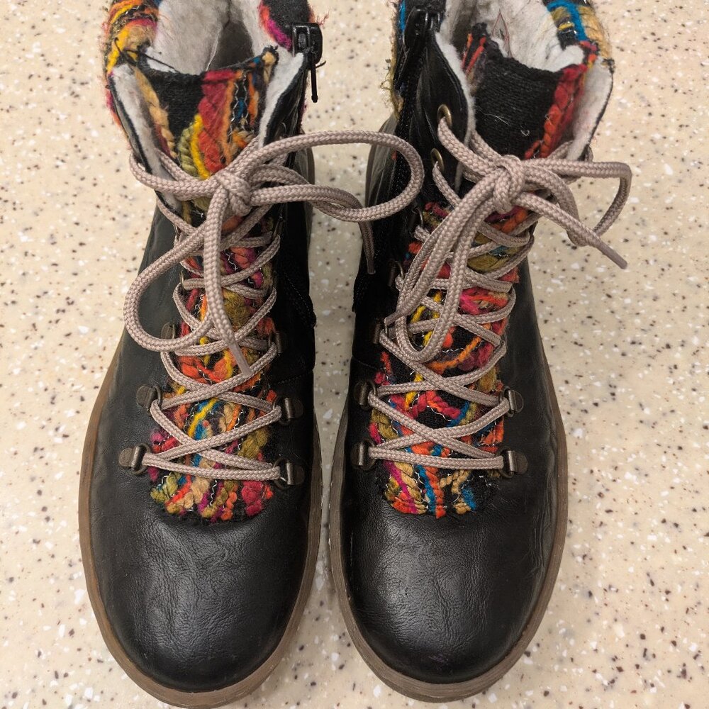 Black Leather Reiker Felicitas Wool-lined Boot, Size 41 (~ US Womens 9.5)